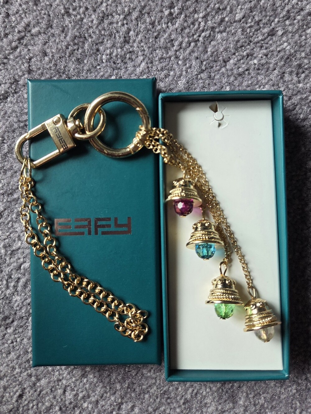 EFFY Gold-Toned Crystal Bell Bag Charm Set
